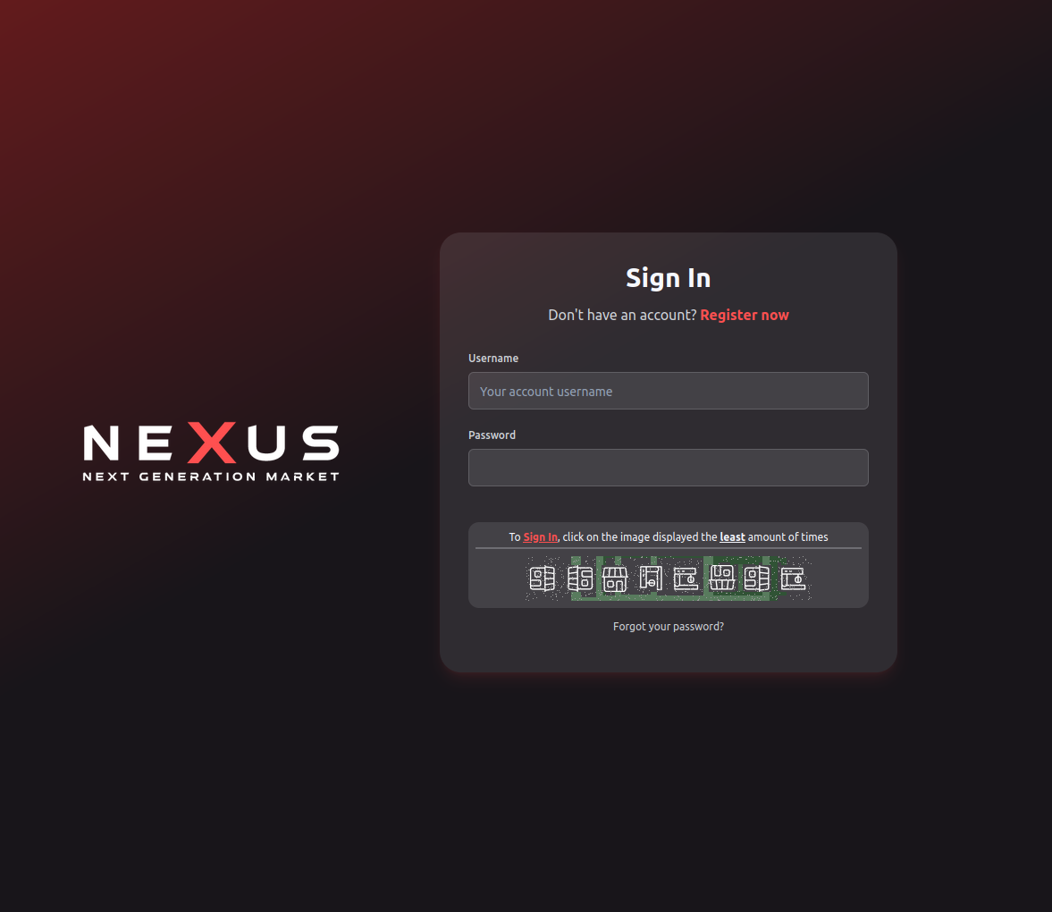 Nexus Market Login Page - Secure Access